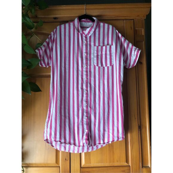 a new day Dresses & Skirts - "A New Day" Pink/White Candy Striped Shirt/Dress SZ M